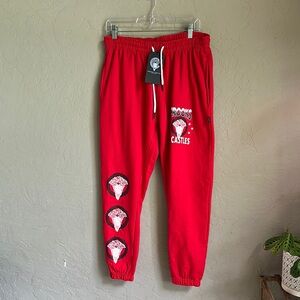 Crooks and castles size, large red jogger pants‎ with graphic drawstring waist